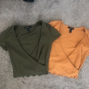 Set of 2 Forever 21 crop wrap tops